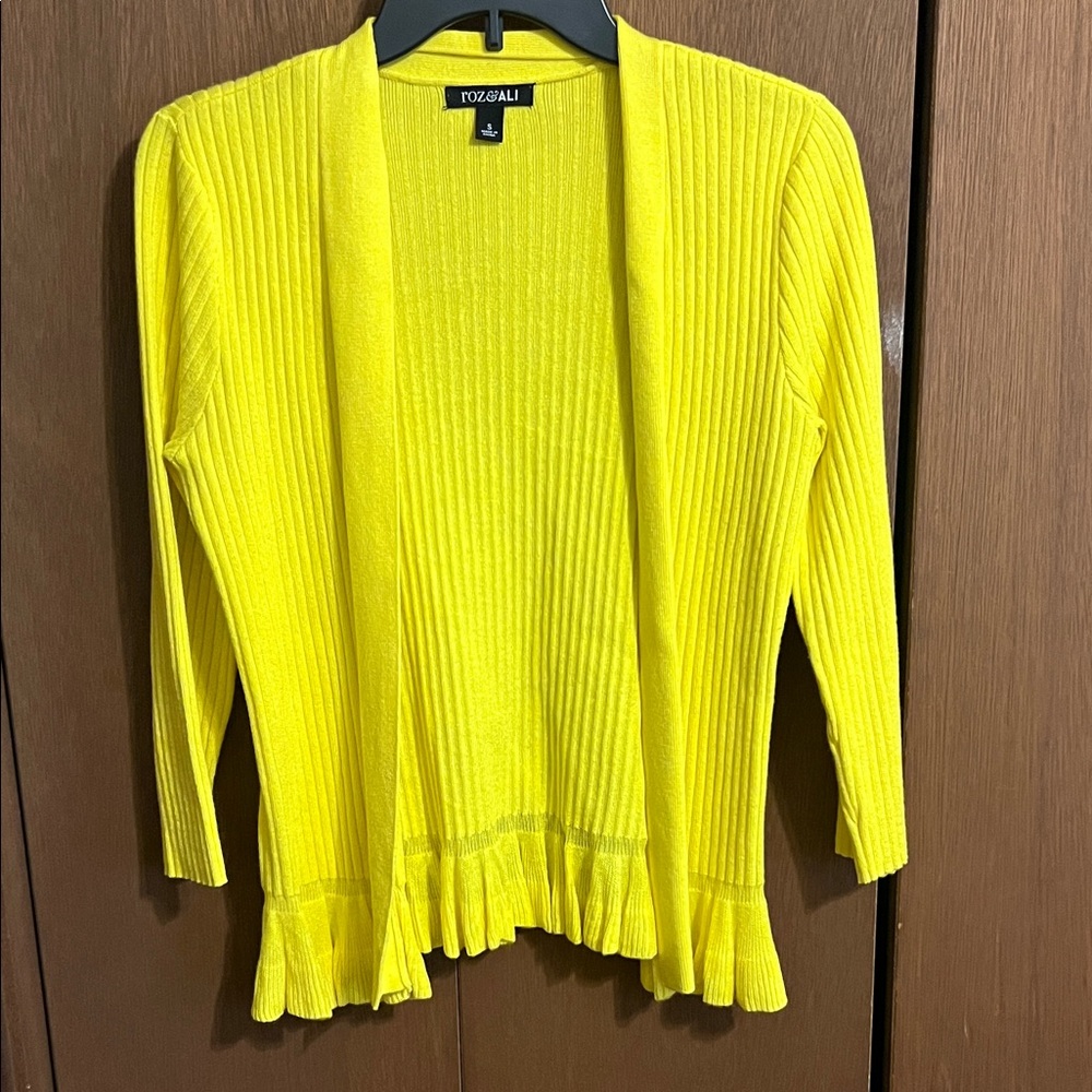 Roz & Ali Vibrant Yellow Open-Front Cardigan